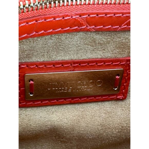 Jimmy Choo River Red Crocodile Embossed Leather Bag - Picture 8 of 14